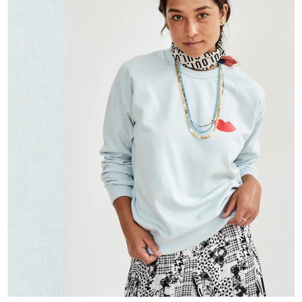 Clare V Blue Lips Sweatshirt NEVER WORN
